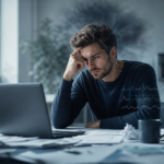 stresszes férfi az irodában